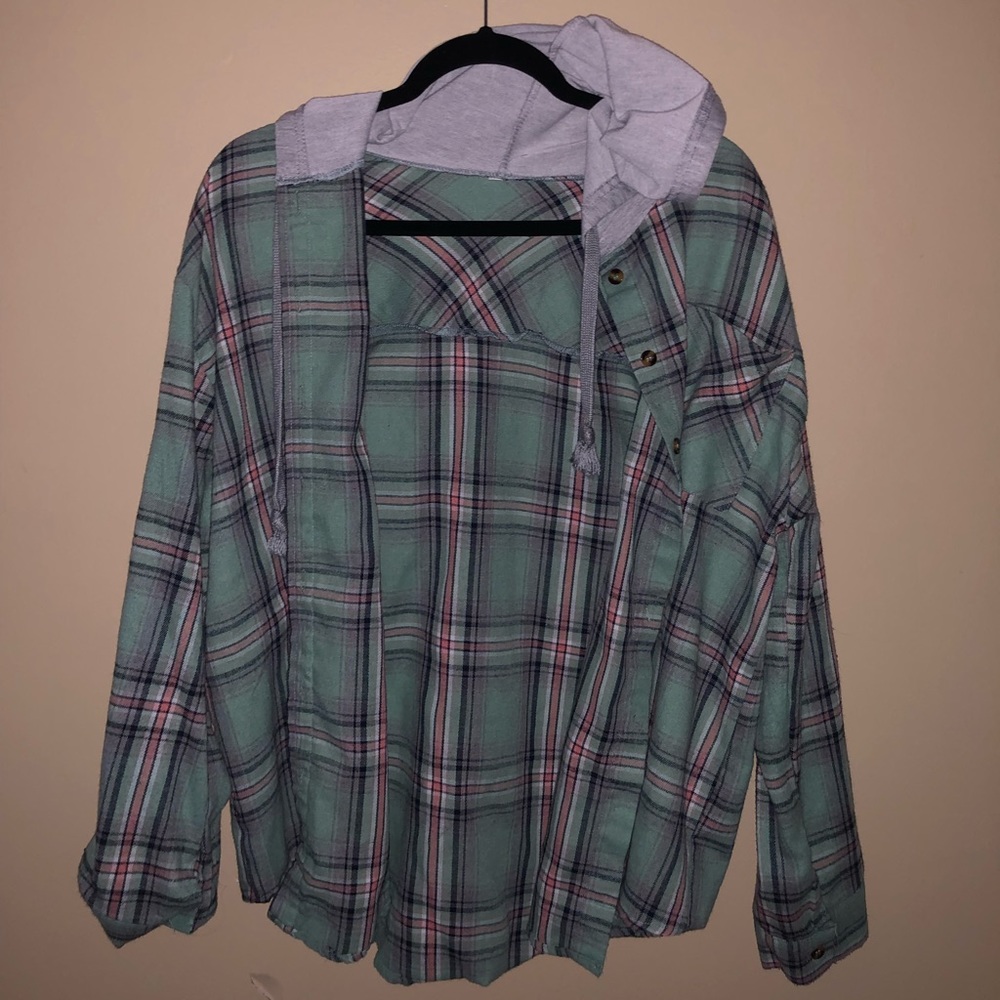 Green Flannel Hoodie